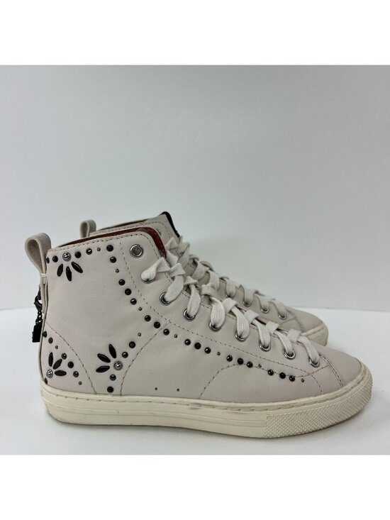 Coach Shoes - Coach C216 Prairie Rivet High Top Sneaker Women Size 5B Leather Studded OffWhite